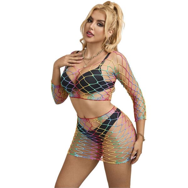Subblime - 952440 Bodystocking De Rejilla 2 Piezas Manga Larga Arcoiris Talla Única - Imagen 3