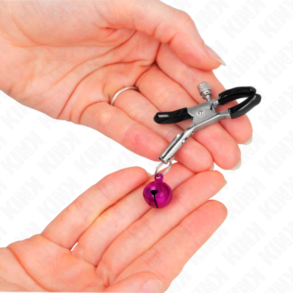 Kink - Pinzas Para Pezones Con Campanilla Violeta 6 Cm - Imagen 3