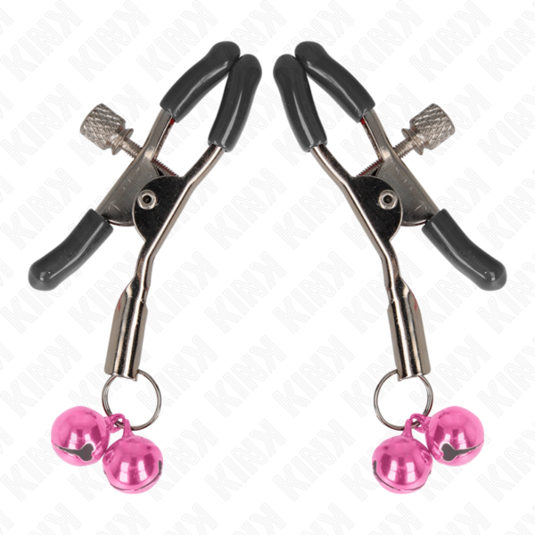 Kink - Pinzas Para Pezones Con Doble Campanilla Rosa 6 Cm - Imagen 2