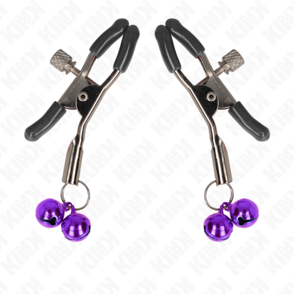 Kink - Pinzas Para Pezones Con Doble Campanilla Violeta 6 Cm - Imagen 2