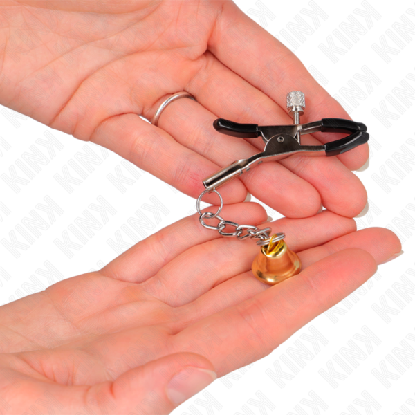 Kink - Pinzas Para Pezones Con Colgante De Campana Dorado 6 Cm - Imagen 3