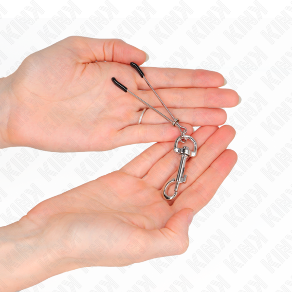 Kink - Pinzas Para Pezones Fina Con Gancho Plateado 7 Cm - Imagen 3