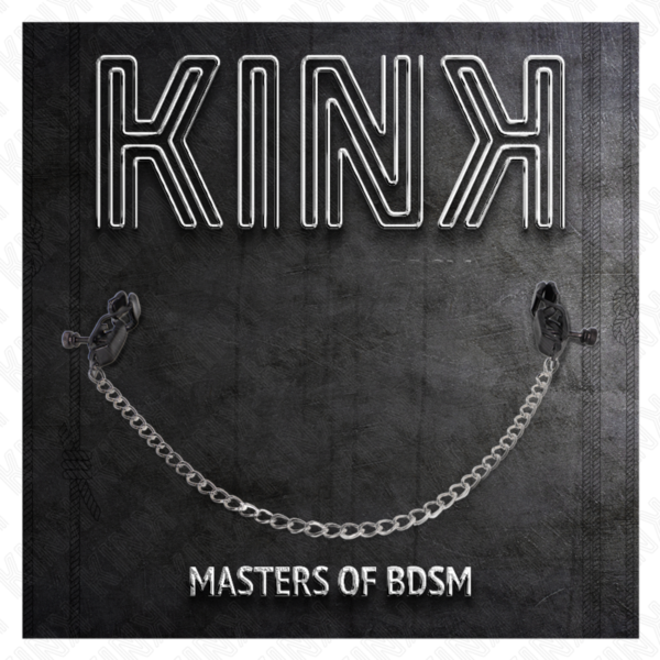 Kink - Pinzas Para Pezones Planas Negro Con Cadena Plateado 30 Cm - Imagen 5