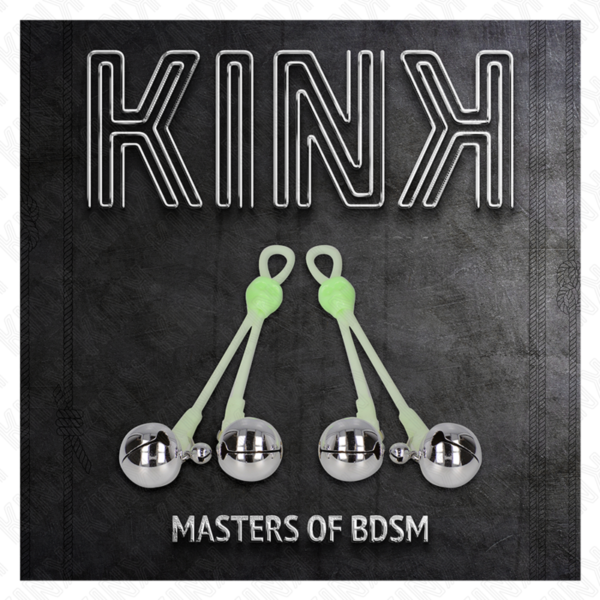 Kink - Pinzas Para Pezones Luminosas Forma Calabera Con Cascabel Sonoro Ajustable Verde / Plateado - Imagen 5