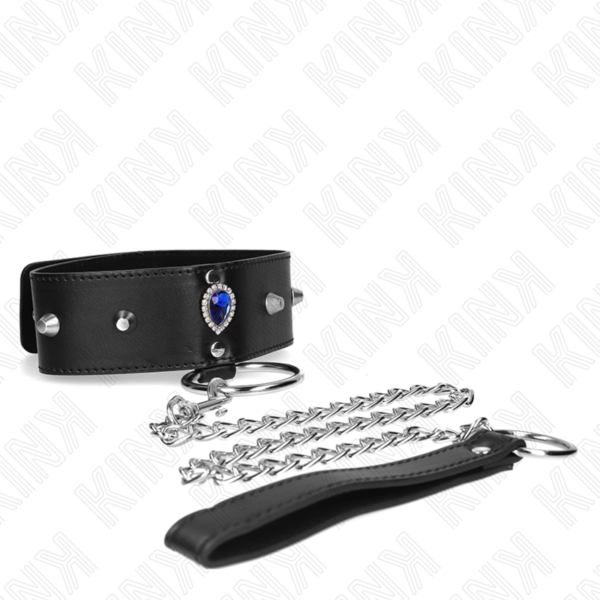 Kink - Collar Con Correa 65 Cm Con Diamantes Azules Ajustable 36-43 Cm X 5 Cm - Imagen 4