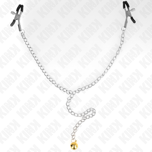 Kink - Pinzas Para Pezones Con Campana Dorado Y Cadena 30 Cm - Imagen 4