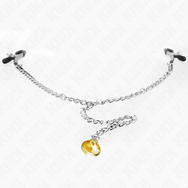 Kink - Pinzas Para Pezones Con Campana Cascabel Dorado Y Cadena 30 Cm - Imagen 3