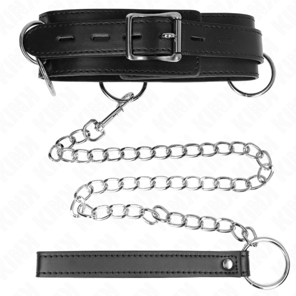 Kink - Collar Con Correa 80 Cm Esclavitud 3 Anillos 53 X 5 Cm - Imagen 4