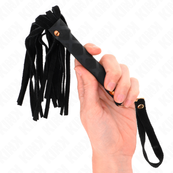 Kink - Látigo Mini Piel De Ante Negro 30 Cm - Imagen 3