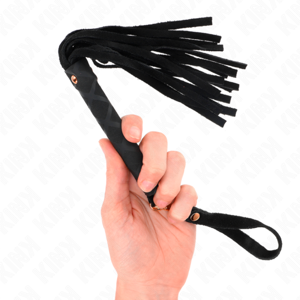 Kink - Látigo Mini Piel De Ante Negro 30 Cm - Imagen 2