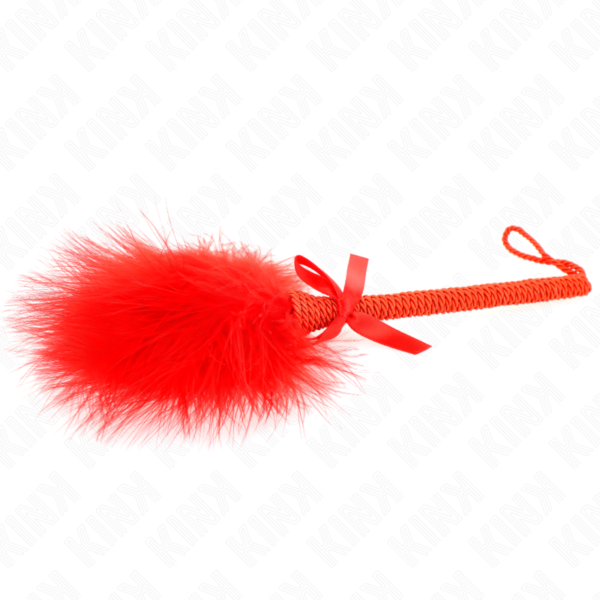 Kink - Masajeador De Cuerda De Nailon Con Plumas Para Cosquillas Y Lazo Rojo 25 Cm - Imagen 4