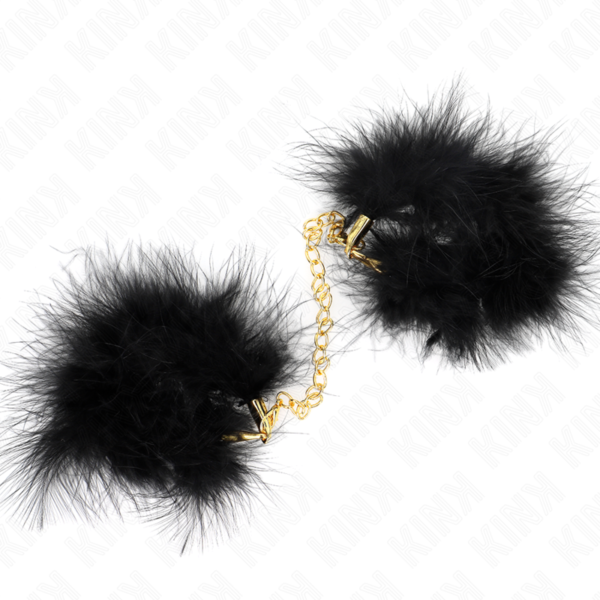 Kink - Esposas De Plumas Negro Con Cadena Dorada Modelo 2