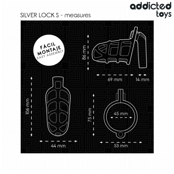 ADDICTED TOYS LOCKED - SILVER LOCK JAULA PARA PENE DE METAL TALLA S - Imagen 5