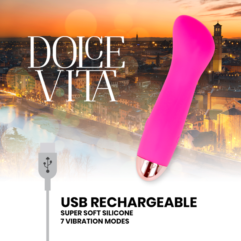 DOLCE VITA - VIBRADOR RECARGABLE ONE ROSA 7 VELOCIDADES - Imagen 2