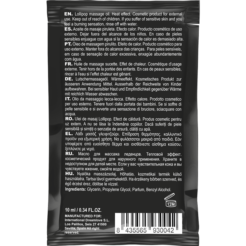 COQUETTE CHIC DESIRE - POCKET ACEITE MASAJE KISSABLE EFECTO CALOR PIRULETA 10 ML - Imagen 2