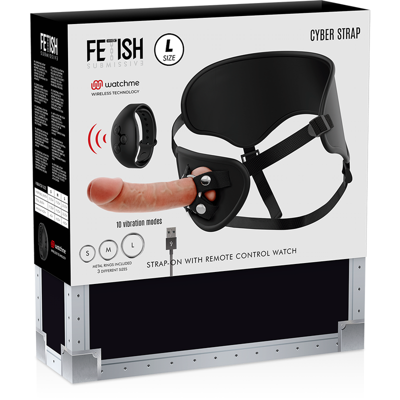 FETISH SUBMISSIVE CYBER STRAP - ARNÉS CON DILDO CONTROL REMOTO TECNOLOGÍA WATCHME L - Imagen 4