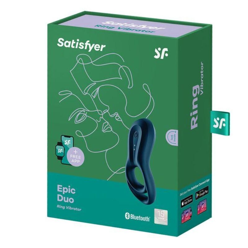 SATISFYER - EPIC DUO ANILLO VIBRADOR APP AZUL - Imagen 2