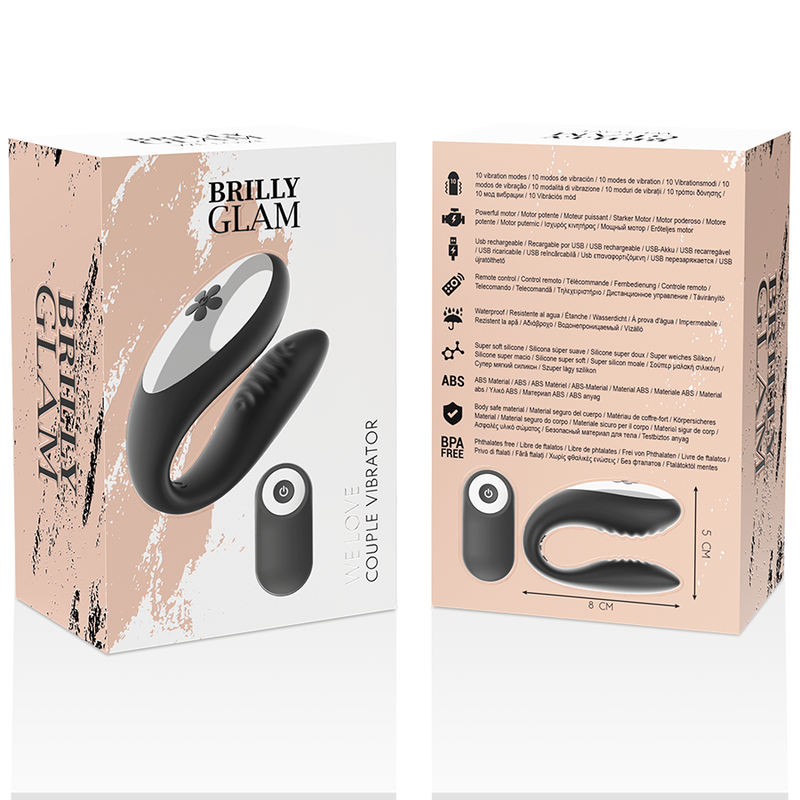 BRILLY GLAM - WE LOVE VIBRADOR PARA PAREJAS CONTROL REMOTO NEGRO - Imagen 2