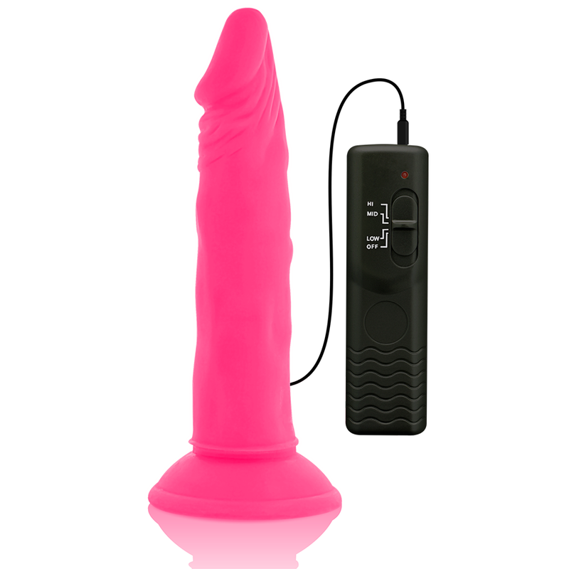 DIVERSIA - DILDO REALÍSTICO FLEXIBLE CON VIBRACIÓN ROSA 23 CM -O- 4.3 CM - Imagen 4