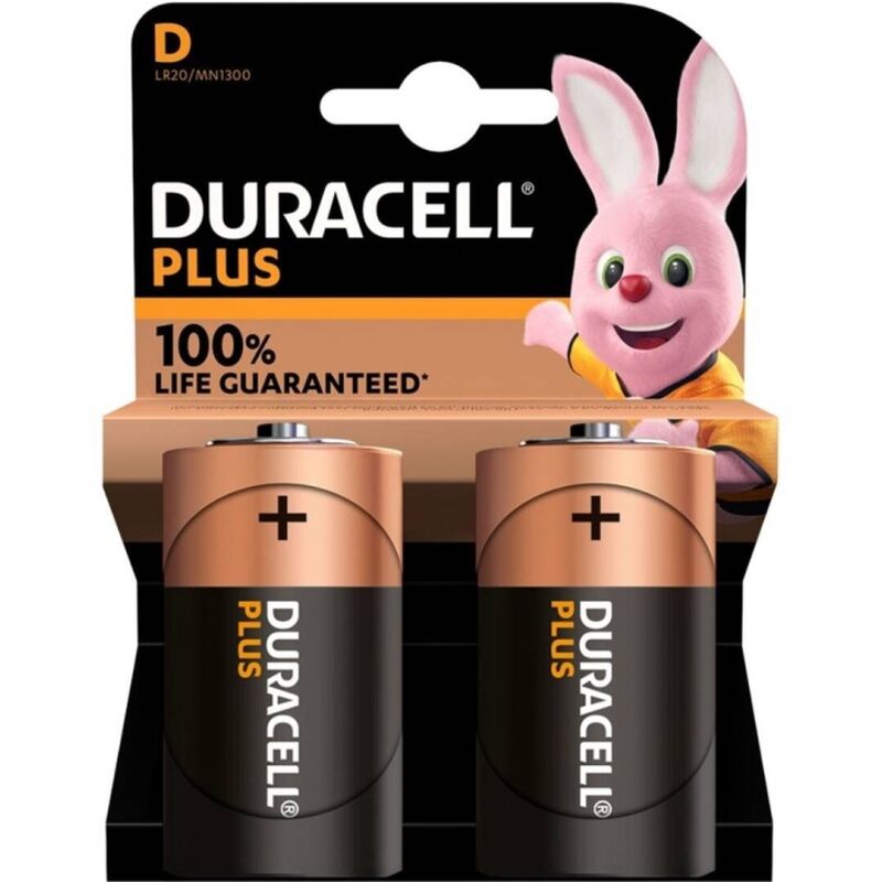 DURACELL – PLUS POWER 100 PILA ALCALINA D LR20 BLISTER*2