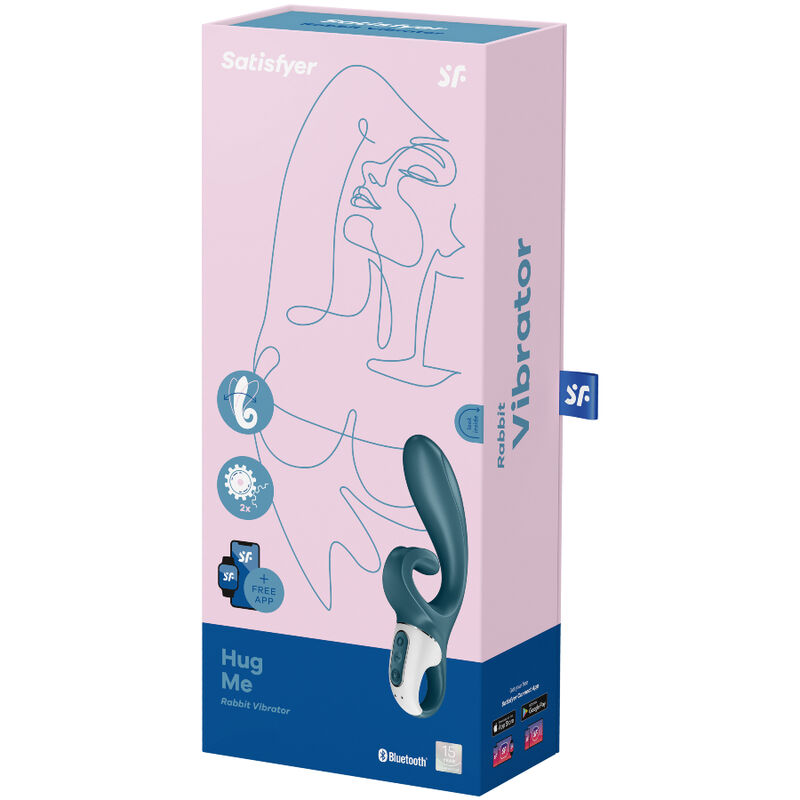 SATISFYER - HUG ME VIBRADOR RABBIT APP AZUL - Imagen 2