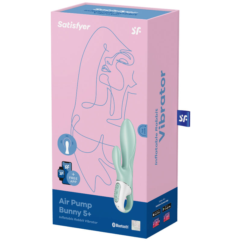 SATISFYER - AIR PUMP BUNNY 5+ VIBRADOR RABBIT INFLABLE APP VERDE - Imagen 3