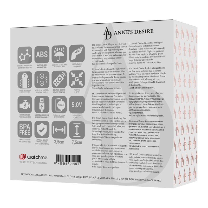 ANNE'S DESIRE - HUEVO CONTROL REMOTO TECNOLOGÍA WATCHME NEGRO/GOLD - Imagen 11