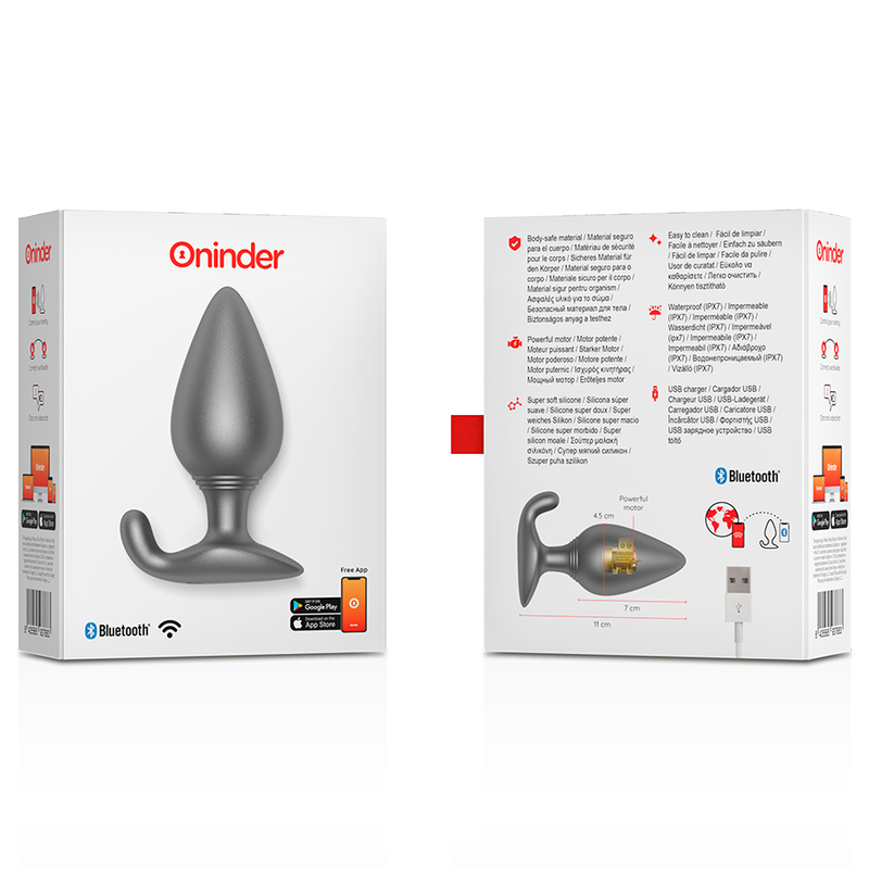 ONINDER - RIO PLUG ANAL VIBRADOR NEGRO - APP GRATUITA - Imagen 3