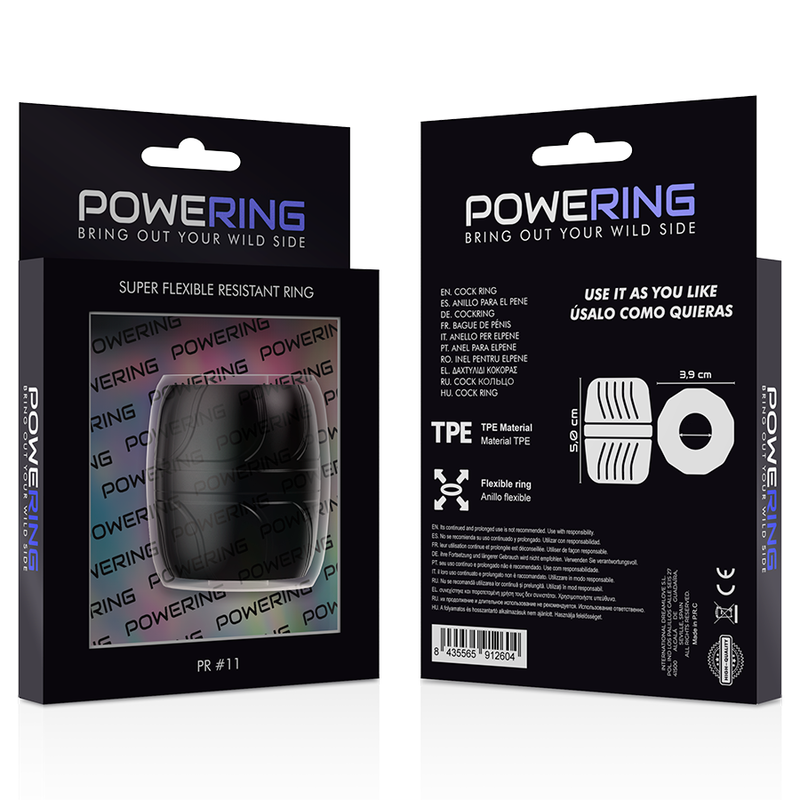 POWERING - SUPER FLEXIBLE Y RESISTENTE ANILLO PENE 5 CM PR11 NEGRO - Imagen 6