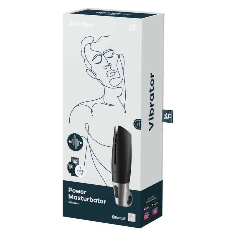SATISFYER - POWER MASTURBATOR NEGRO Y PLATA - Imagen 2