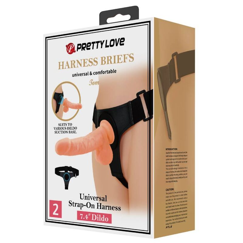 PRETTY LOVE - HARNESS BRIEFS ARNÉS UNIVERSAL CON DILDO TOM 20 CM NATURAL - Imagen 7