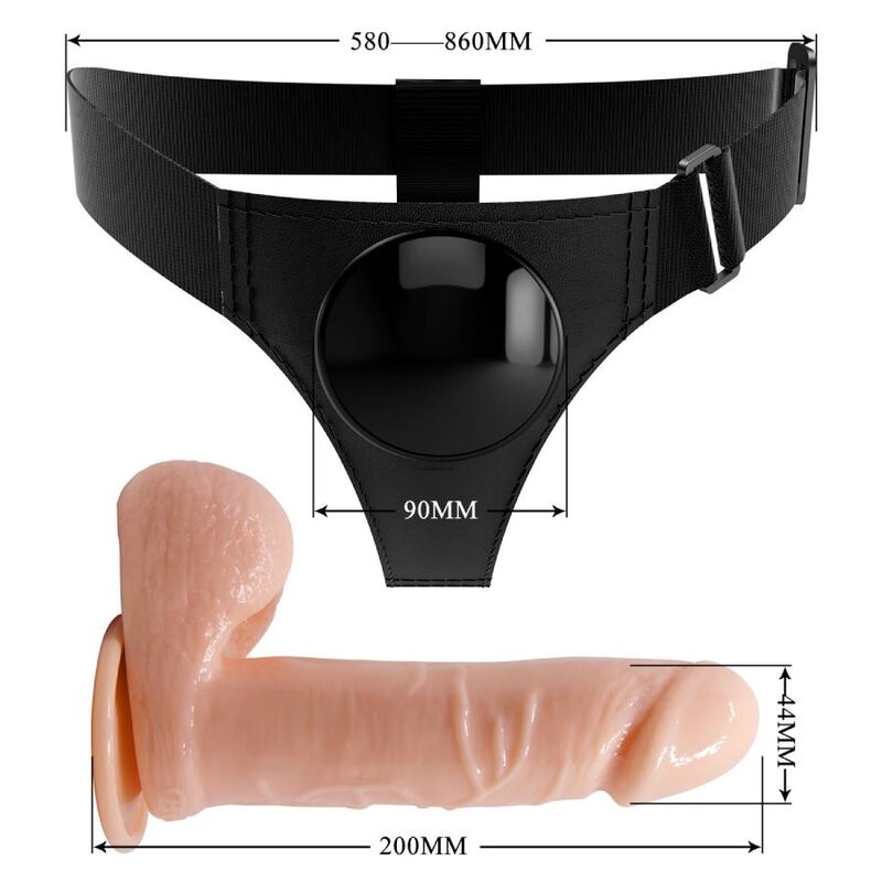 PRETTY LOVE - HARNESS BRIEFS ARNÉS UNIVERSAL CON DILDO TOM 20 CM NATURAL - Imagen 6
