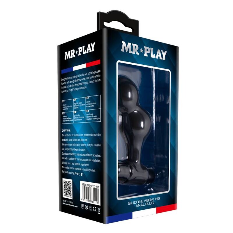 MR PLAY - PLUG ANAL VIBRADOR DE SILICONA NEGRO - Imagen 7