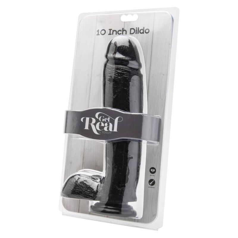 GET REAL - DILDO 25,5 CM CON TESTÍCULOS NEGRO - Imagen 2