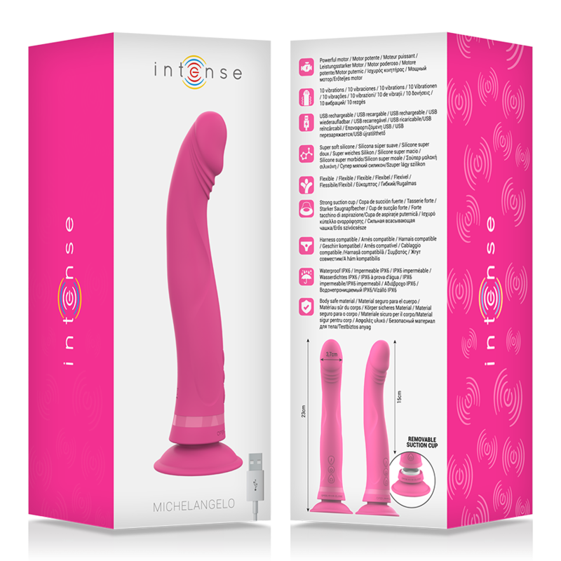 INTENSE - MICHELANGELO DILDO VIBRADOR SILICONA ROSA - Imagen 5