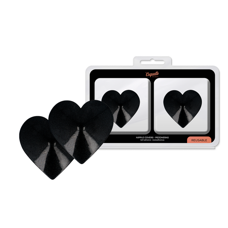 COQUETTE CHIC DESIRE – CUBRE PEZONES METAL CORAZONES NEGROS