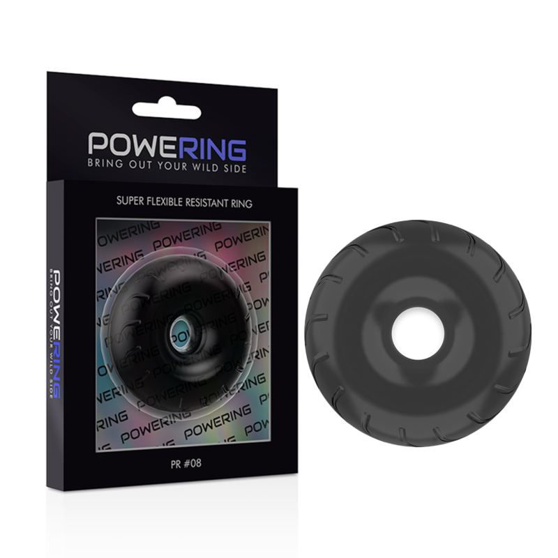 POWERING - SUPER FLEXIBLE Y RESISTENTE ANILLO PENE 5CM PR08 NEGRO - Imagen 5