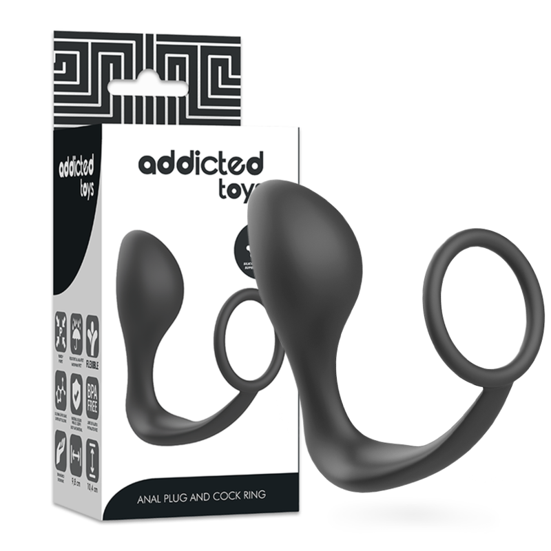 ADDICTED TOYS – PLUG ANAL CON ANILLO SILICONA NEGRO