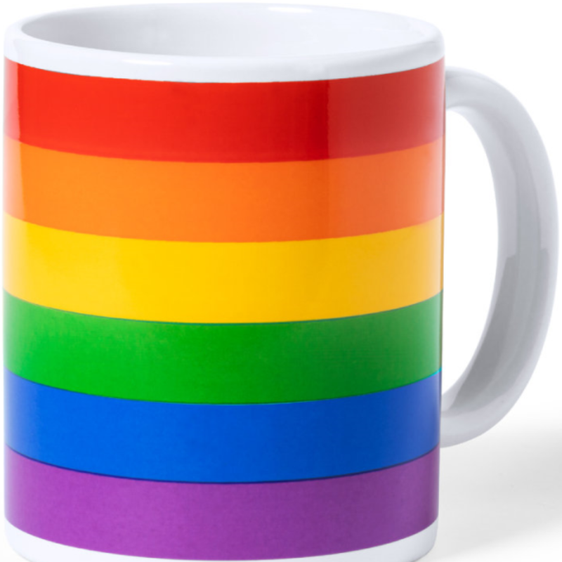 PRIDE – TAZA CON LA BANDERA LGBT EN CAJA INDIVIDUAL KRAFT /es/pt/en/fr/it/