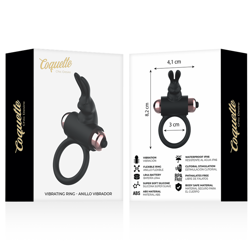 COQUETTE CHIC DESIRE - COCK RING ANILLO VIBRADOR NEGRO / GOLD - Imagen 2