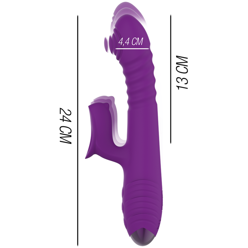 INTENSE - IGGY VIBRADOR MULTIFUNCIÓN RECARGABLE UP & DOWN CON ESTIMULADOR DE CLITORIS MORADO - Imagen 2