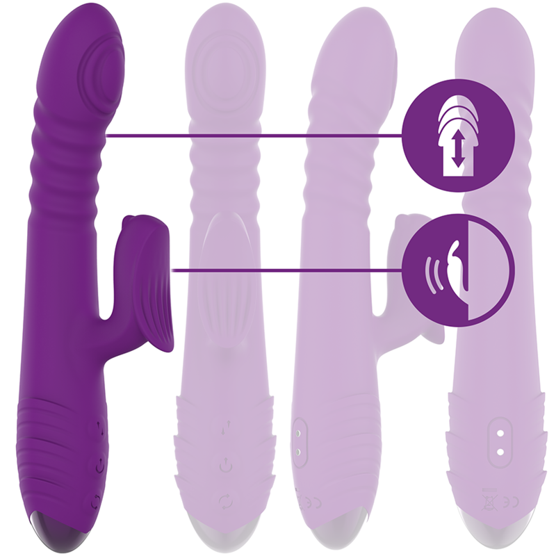 INTENSE - IGGY VIBRADOR MULTIFUNCIÓN RECARGABLE UP & DOWN CON ESTIMULADOR DE CLITORIS MORADO - Imagen 5