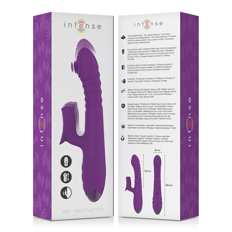 INTENSE - IGGY VIBRADOR MULTIFUNCIÓN RECARGABLE UP & DOWN CON ESTIMULADOR DE CLITORIS MORADO - Imagen 4