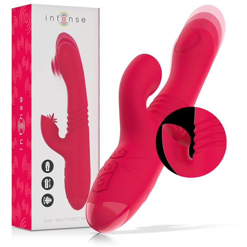 INTENSE – DUA VIBRADOR MULTIFUNCIÓN RECARGABLE UP & DOWN CON LENGUA ROJO