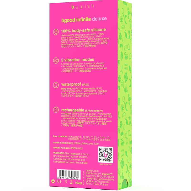B SWISH - BGOOD INFINITE DELUXE VIBRADOR RECARGABLE SILICONA AZUL - Imagen 2