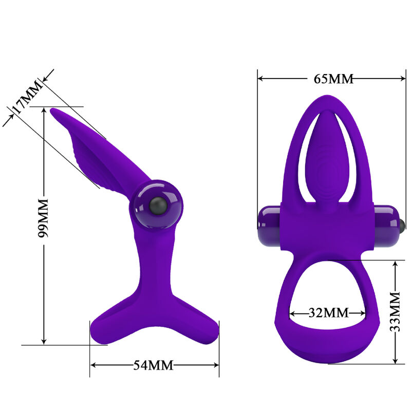 PRETTY LOVE - ANILLO VIBRADOR 10 VIBRACIONES SILICONA VIOLETA - Imagen 3