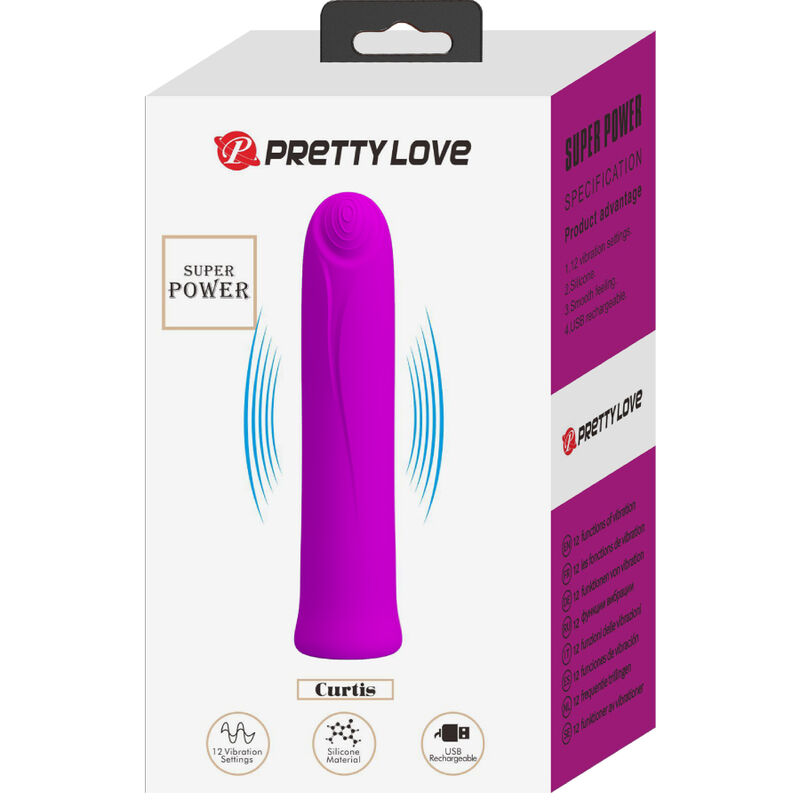 PRETTY LOVE - CURTIS MINI VIBRADOR SUPER POWER 12 VIBRACIONES SILICONA VIOLETA - Imagen 7