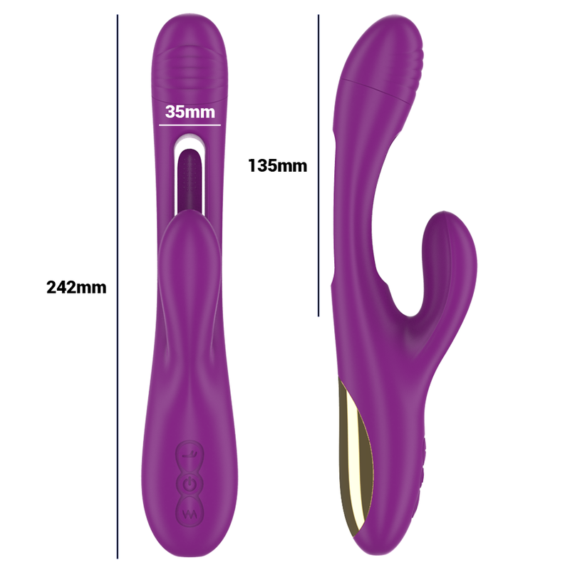 INTENSE - APOLO VIBRADOR MULTIFUNCIÓN RECARGABLE 7 VIBRACIONES CON LENGUA OSCILANTE MORADO - Imagen 6