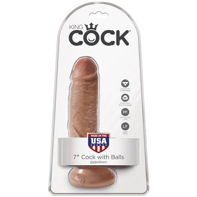 KING COCK - PENE REALÍSTICO CON TESTÍCULOS 13.2 CM CARAMELO - Imagen 3