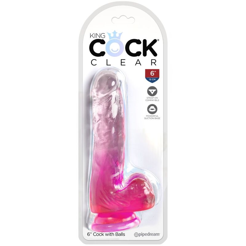 KING COCK - CLEAR PENE REALÍSTICO CON TESTÍCULOS 13.5 CM ROSA - Imagen 2